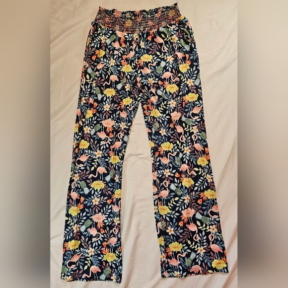 Secret Treasures Other - Secret Treasures Womens Blue Floral And Flamingo Pajama Pants Size Medium